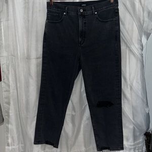 Express super high rise mom Jean distressed knee size 12